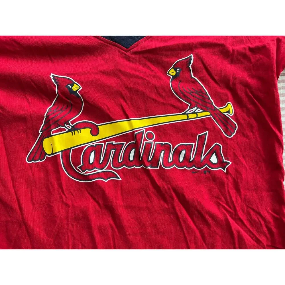 Nike Women's St. Louis Cardinals V-Neck T-Shirt Red Size S Baseball MLB Athletic